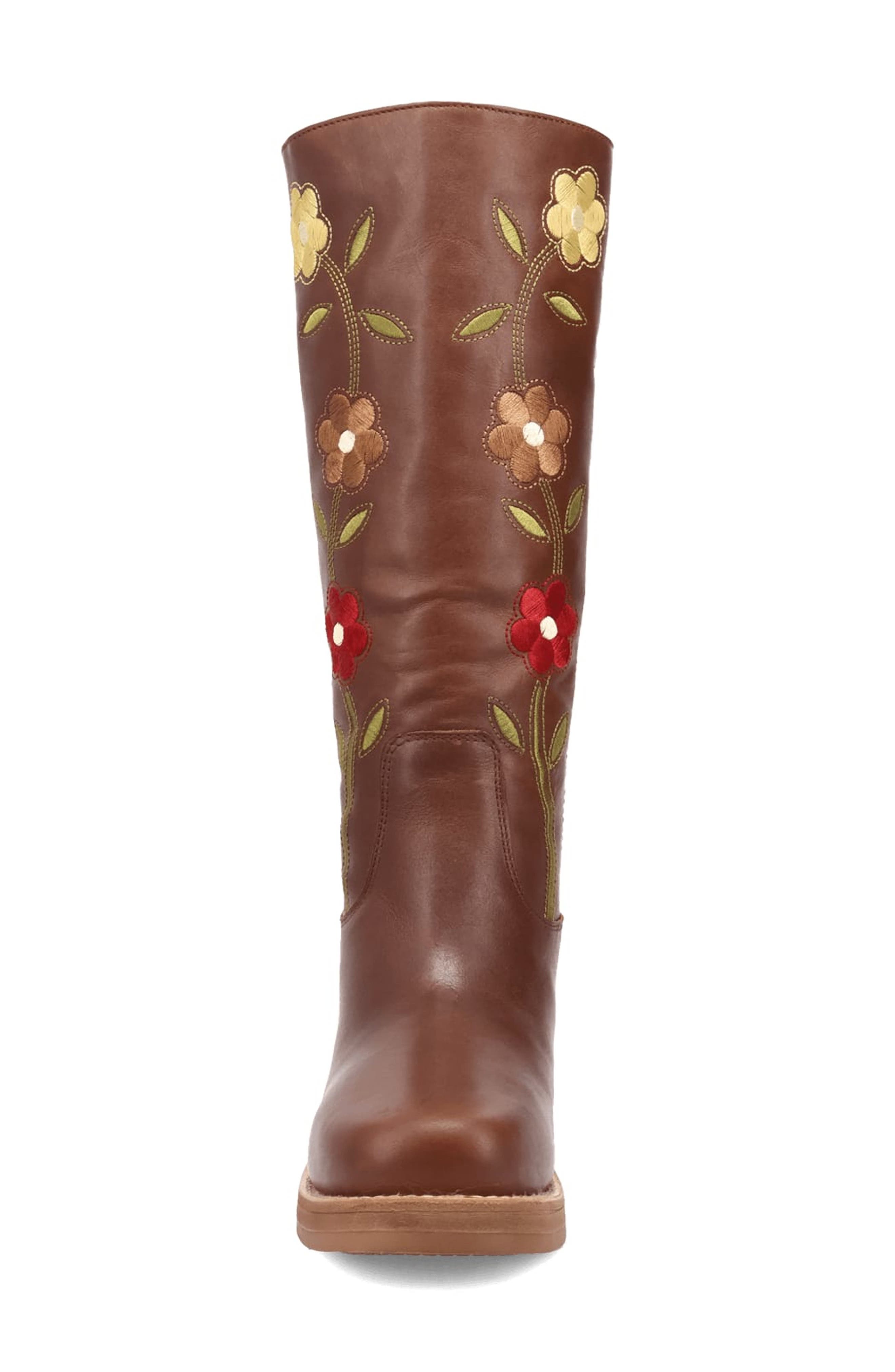Bloom Embroidered Boot, Alternate, color, BROWN
