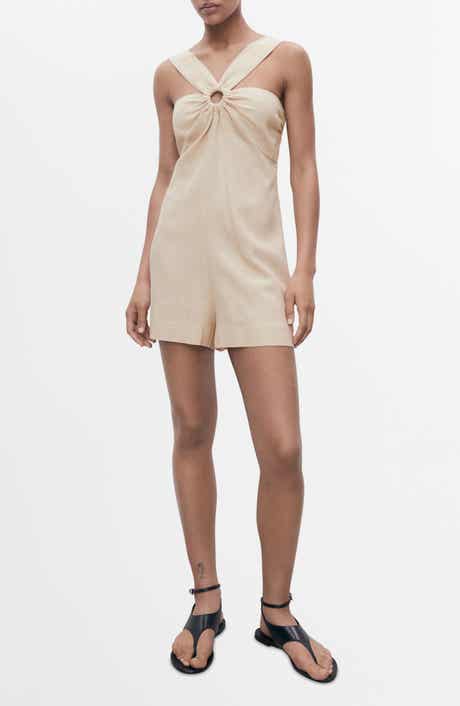 Hoop Detail Linen Blend Romper