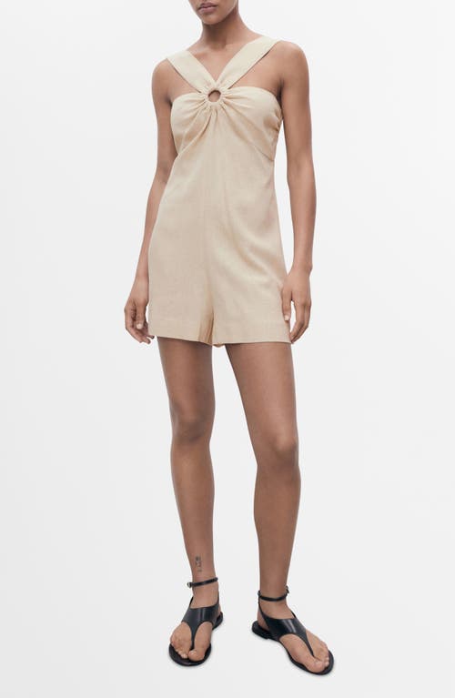 Mango Linen Jumpsuit With Hoop Detail Sand In Neutral
