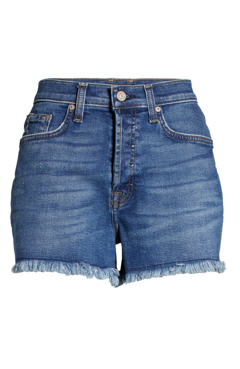 7 For All Mankind Monroe Frayed Denim Shorts, Alternate, color, 
