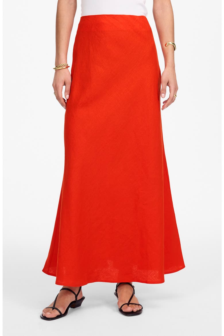 Linen Maxi Slip Skirt, Main, color, BRIGHT FLAME