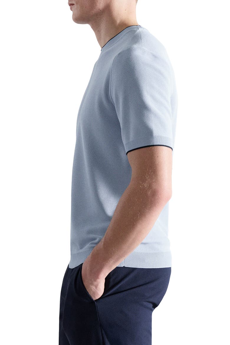Short Sleeve Piqué Top, Alternate, color, SKY BLUE