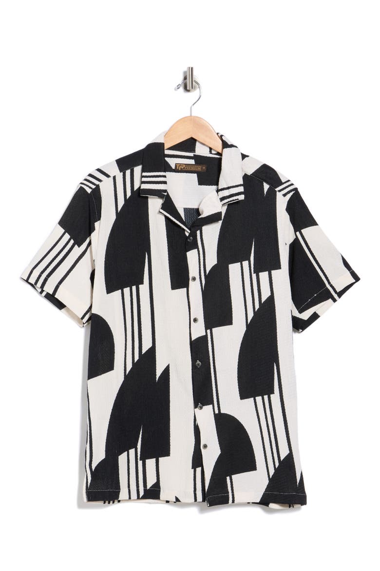 Abstract Print Camp Shirt, Alternate, color, BLACK