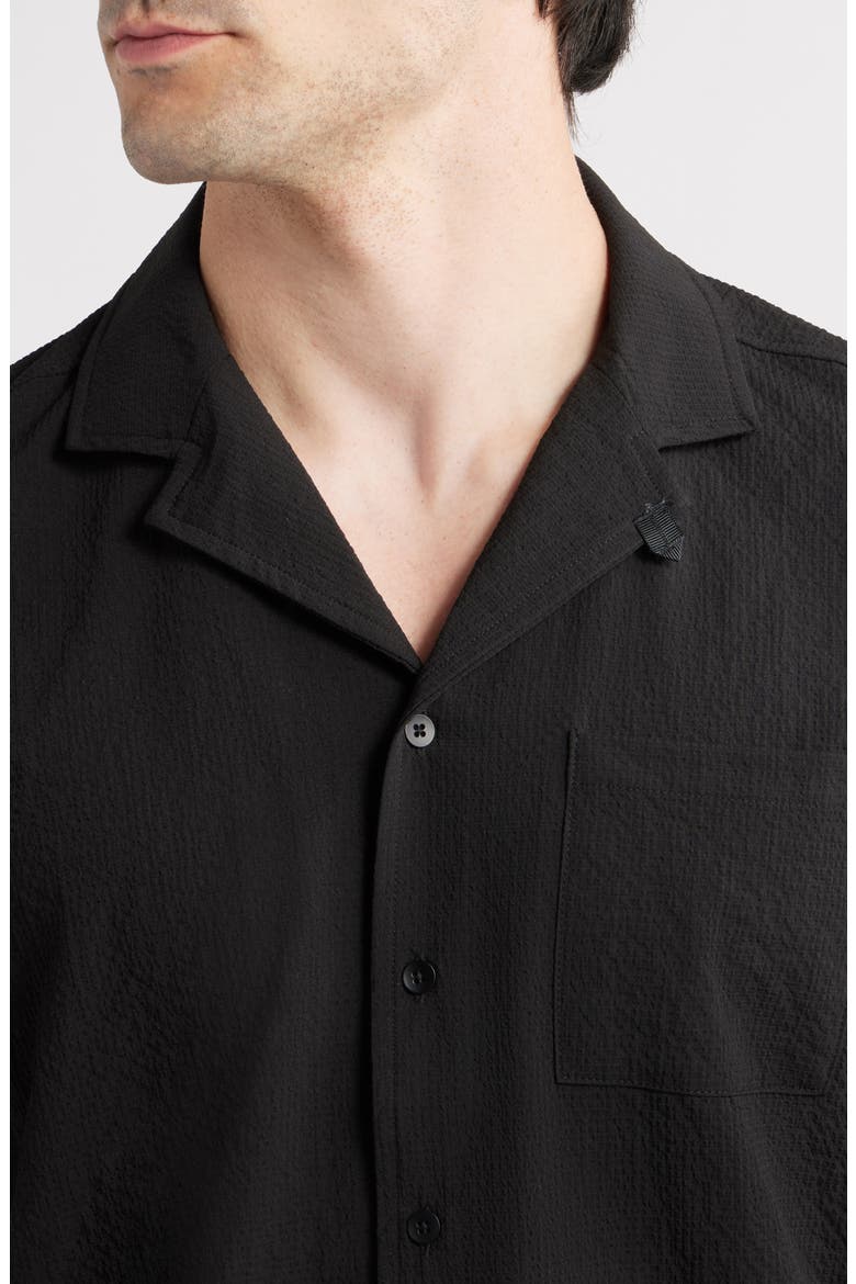 Crinkle Camp Shirt, Alternate, color, BLACK