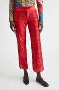 Etro Paisley Eyelet Duchess Satin Trousers
