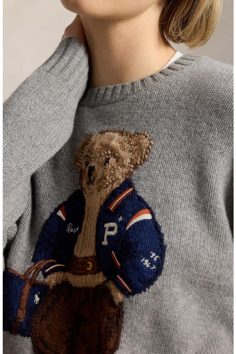 Polo Bear Wool Sweater, Alternate, color, OUTPOST GRAY HTHR