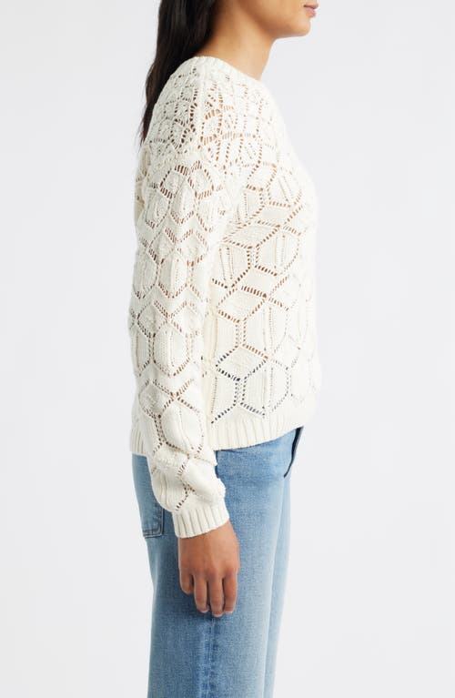 City Blues Distressed Wash Openwork Sweater In Neutral