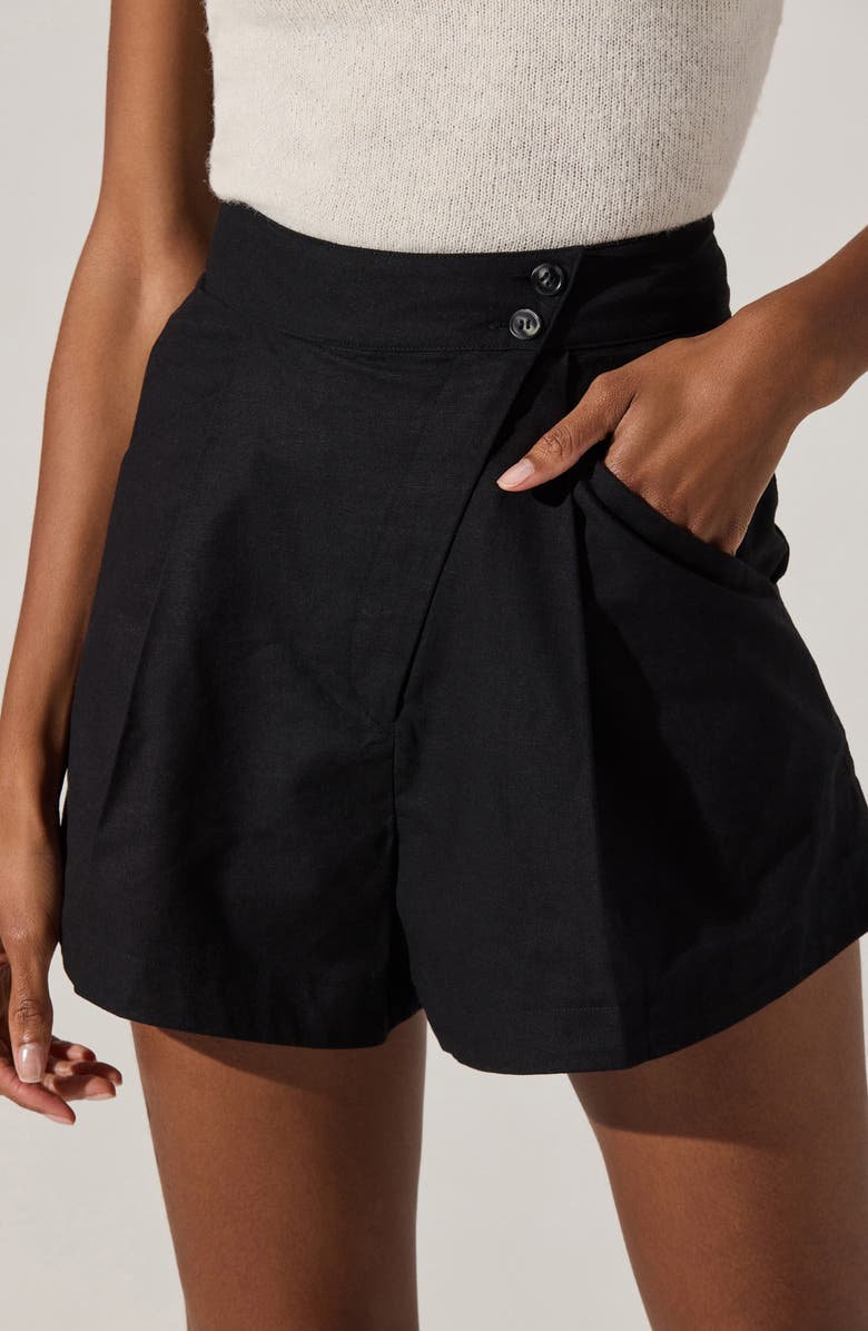 ASTR the Label Asymmetric Pleat Shorts, Alternate, color, Black