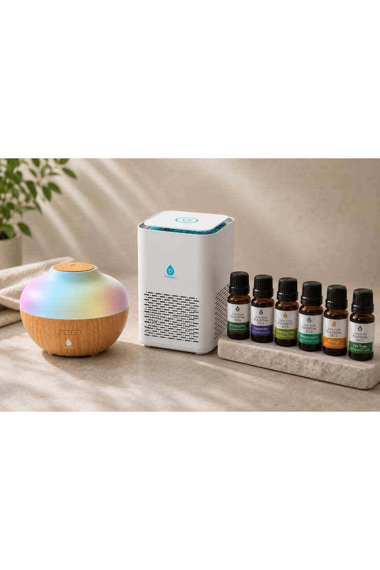Air Purifier, Diffuser & Essential Oils Set, Alternate, color, Multicolor