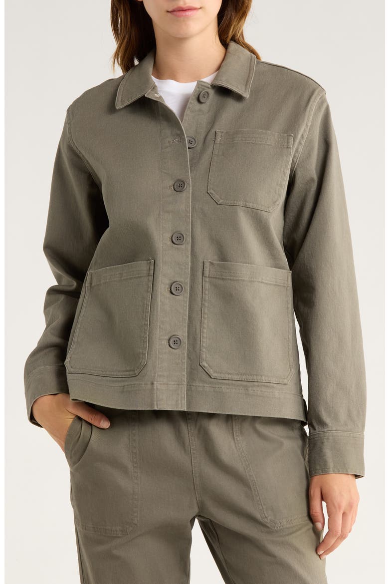 Folly Stretch Cotton Twill Chore Coat, Alternate, color, SMOKEY OLIVE