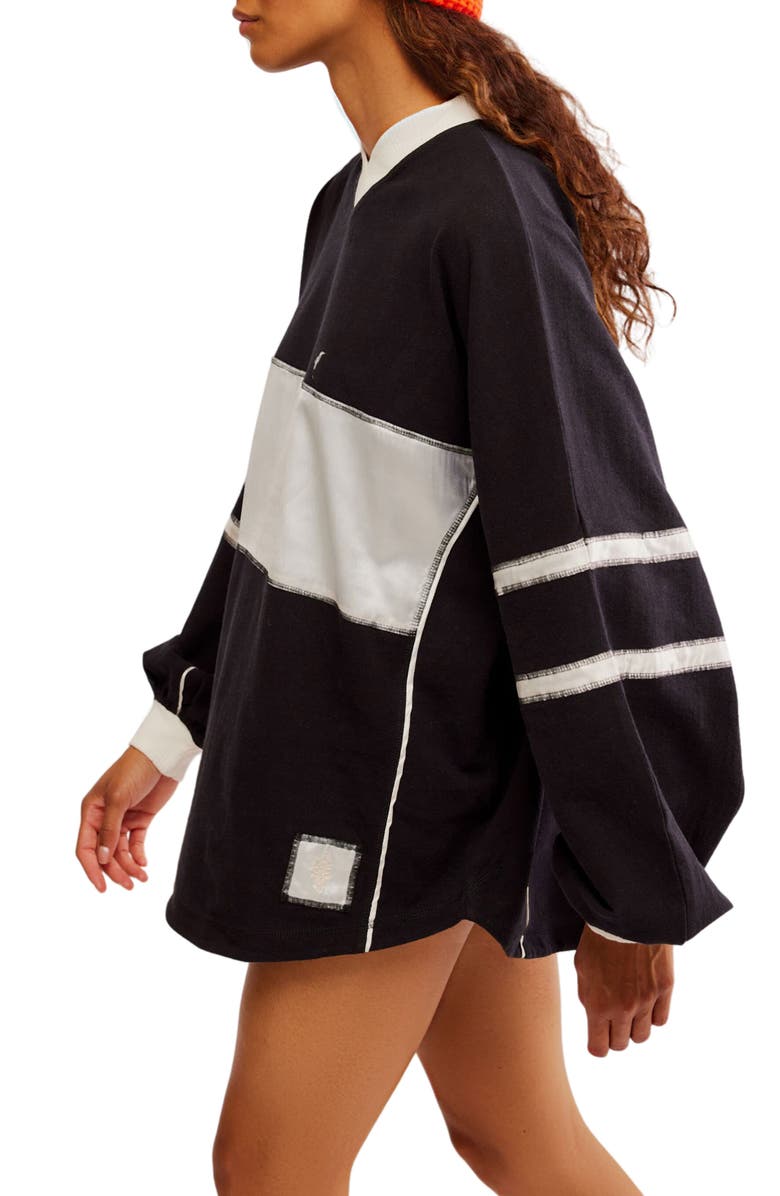 Free People Appliqué Balloon Sleeve Rugby Shirt, Alternate, color, 