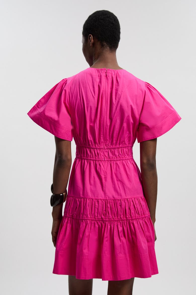 Shirred Tiered Mini Dress, Alternate, color, Hot Pink