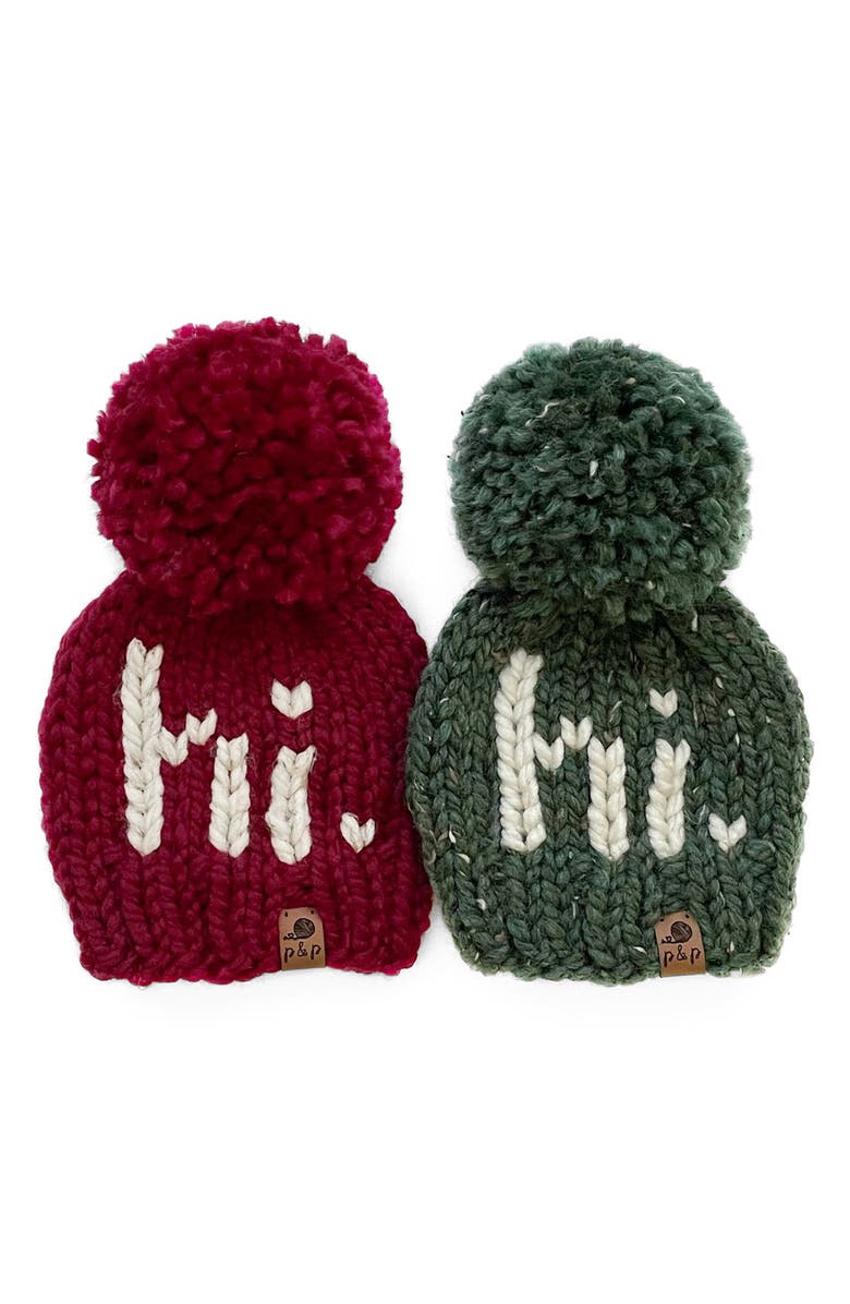 PINE + POPPY Hi Holiday Intarsia Pompom Hat, Alternate, color, 