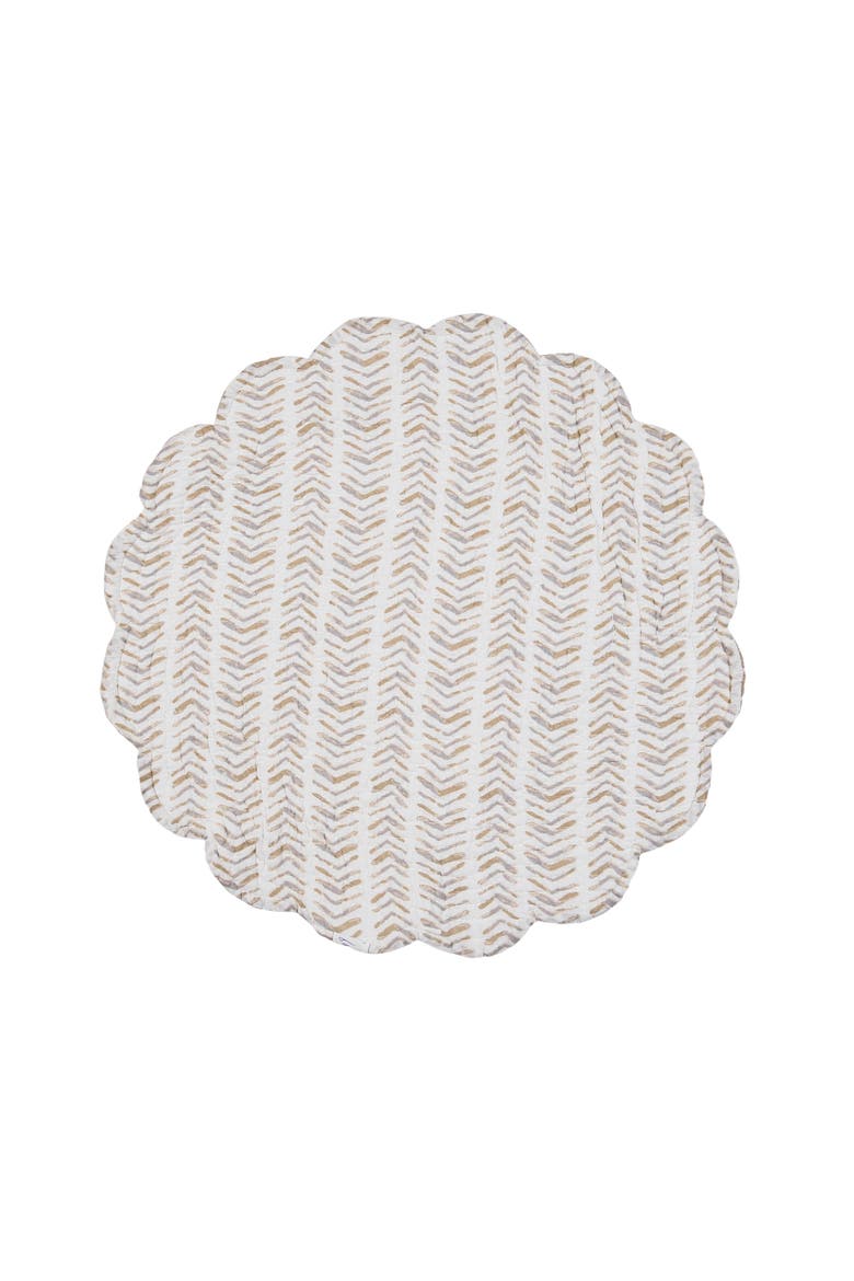 Carmella Fields 100% Cotton Quilted Round Set of 6 Placemats 17", Alternate, color, Gold