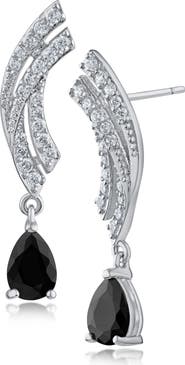CZ by Kenneth Jay Lane Pavé Cubic Zirconia Curved Pear Drop Earrings