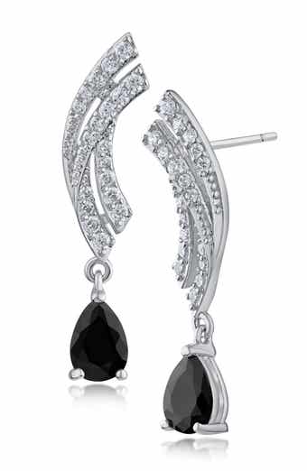 CZ by Kenneth Jay Lane Pavé Cubic Zirconia Curved Pear Drop Earrings
