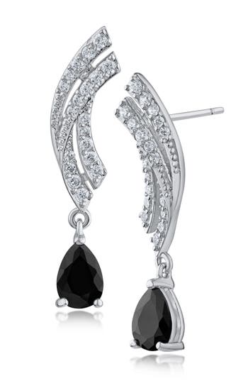 Kenneth Jay Lane Pavé Cubic Zirconia Curved Pear Drop Earrings
