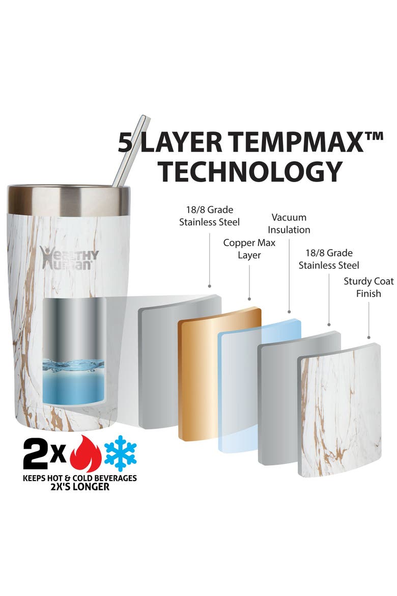 Stainless Steel Tumbler with Straw, Alternate, color, White