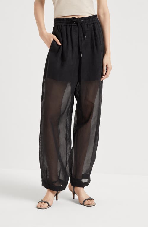 Brunello Cucinelli Women Black Organza Track Trousers In Black