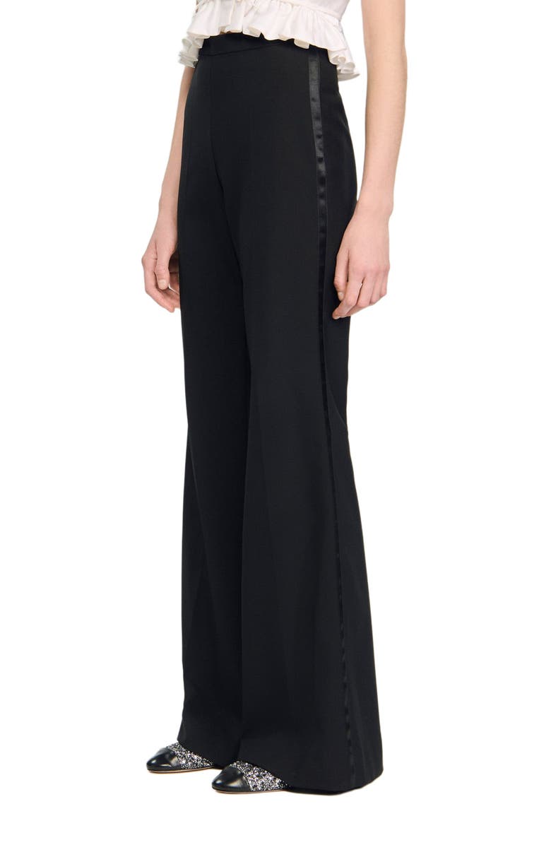 SANDRO Satin stripe suit trousers, Alternate, color, Black