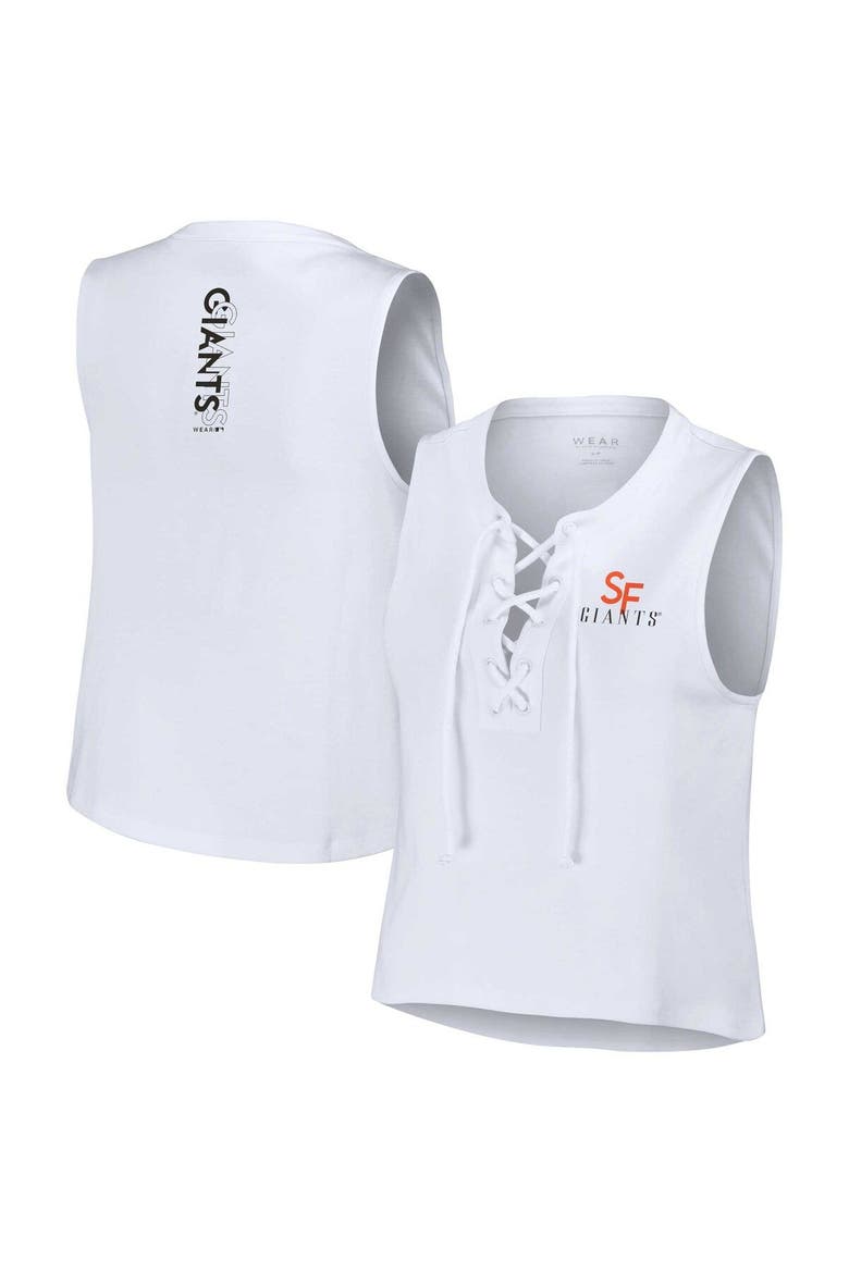 Women's WEAR by Erin Andrews White San Francisco Giants Lace-Up Tank Top, Main, color, White