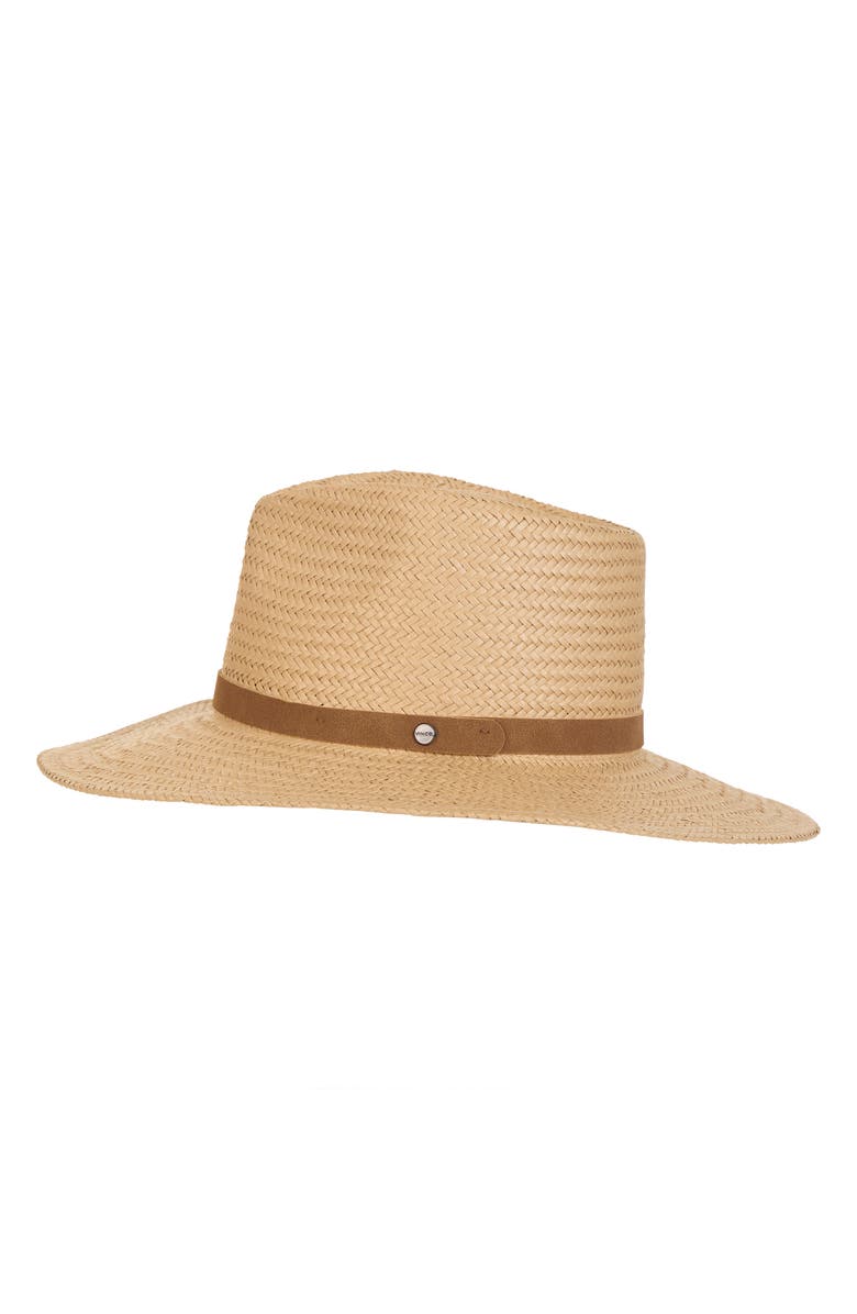 Vince Wide Brim Straw Fedora Hat, Alternate, color, Camel