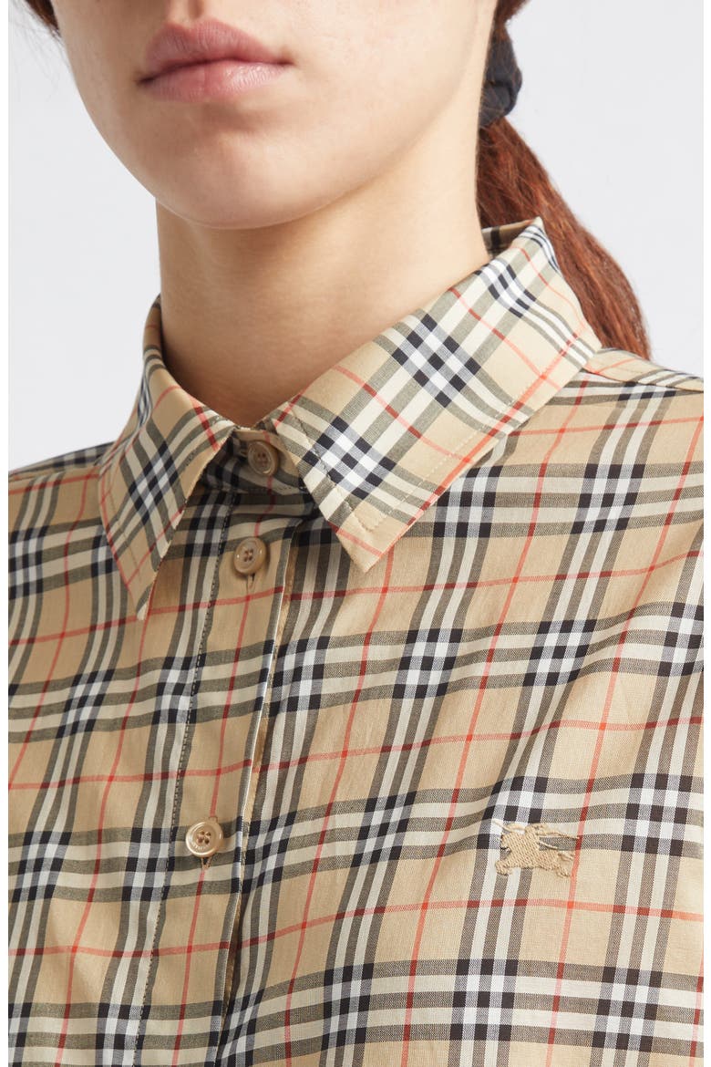 Emma Check Cotton Poplin Button-Up Shirt, Alternate, color, SAND IP CHECK