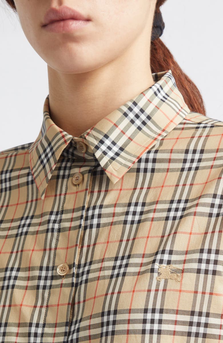Burberry Emma Check Cotton Poplin Button-Up Shirt, Alternate, color, Sand Ip Check