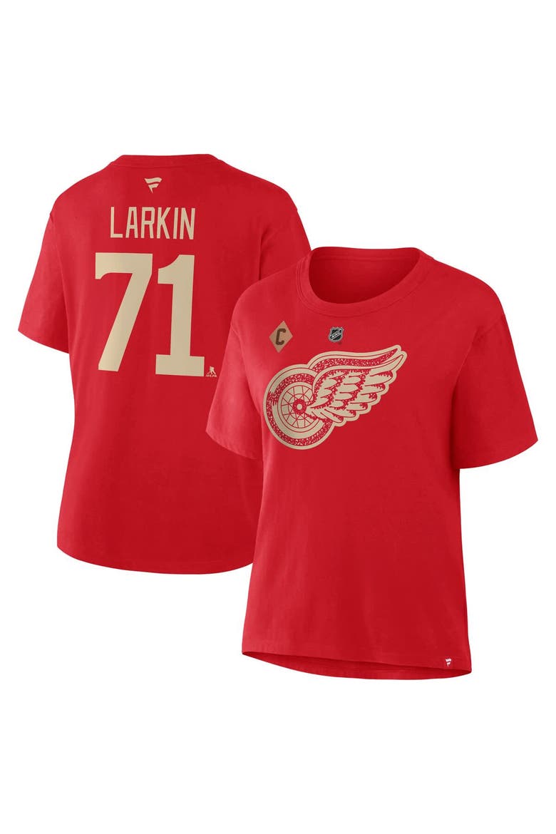 Women's Fanatics Dylan Larkin Red Detroit Red Wings Authentic Stack Name & Number T-Shirt, Main, color, Red