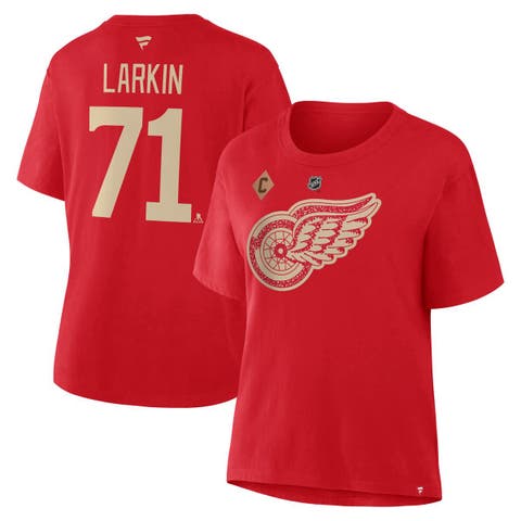 Women's Fanatics Dylan Larkin Red Detroit Red Wings Authentic Stack Name & Number T-Shirt