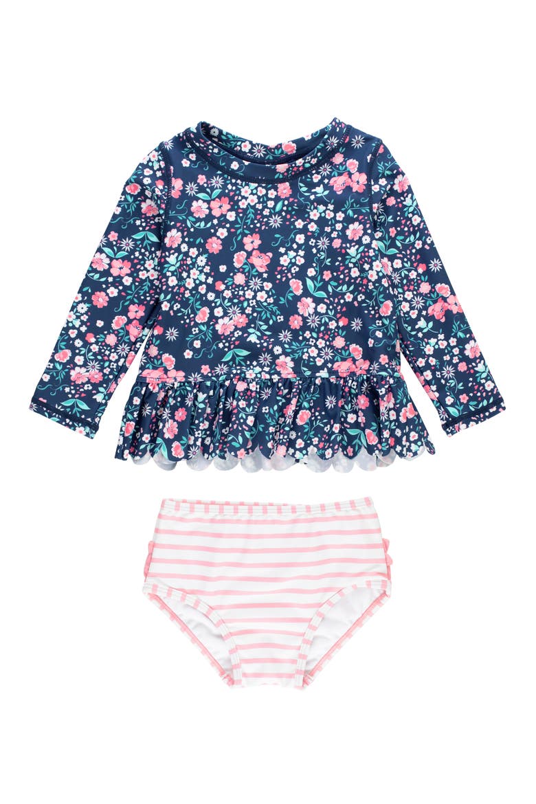 Kids' Moonlit Meadow Long Sleeve Two-Piece Swimsuit, Main, color, BLUE