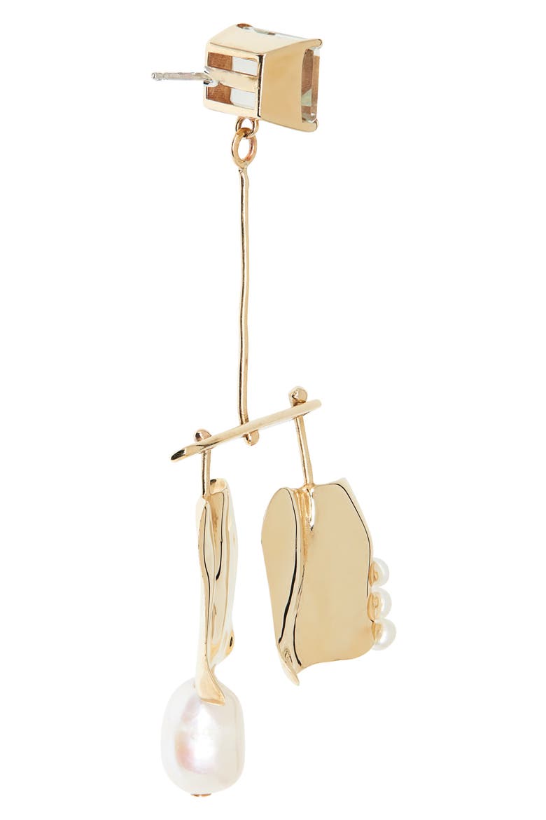 Badoula Cultured Pearl & Green Amethyst Gemdrop Earrings, Alternate, color, BRONZE / GREEN AMETHYST