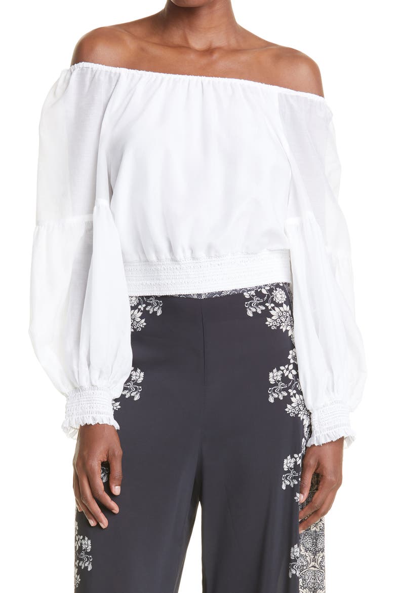 Azalea Off the Shoulder Peasant Top, Main, color, OFF WHITE