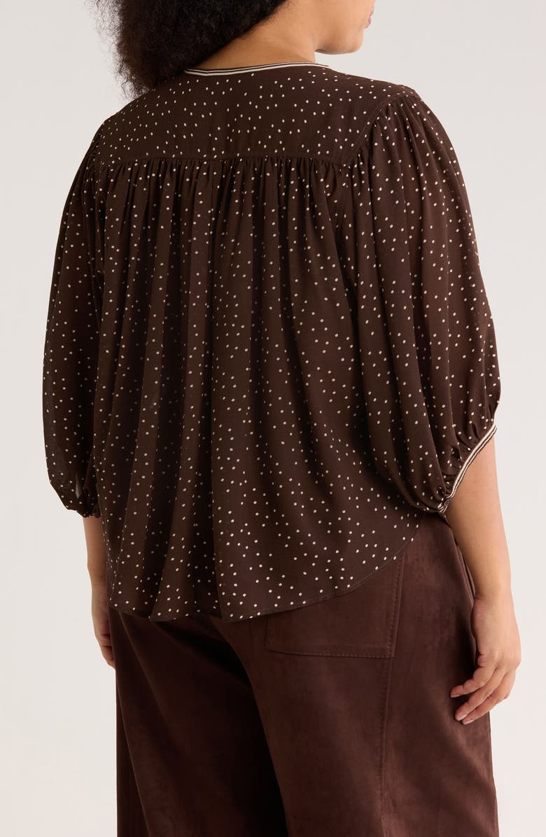MAX STUDIO Button Front Top, Alternate, color, Chocolate Brown Dot
