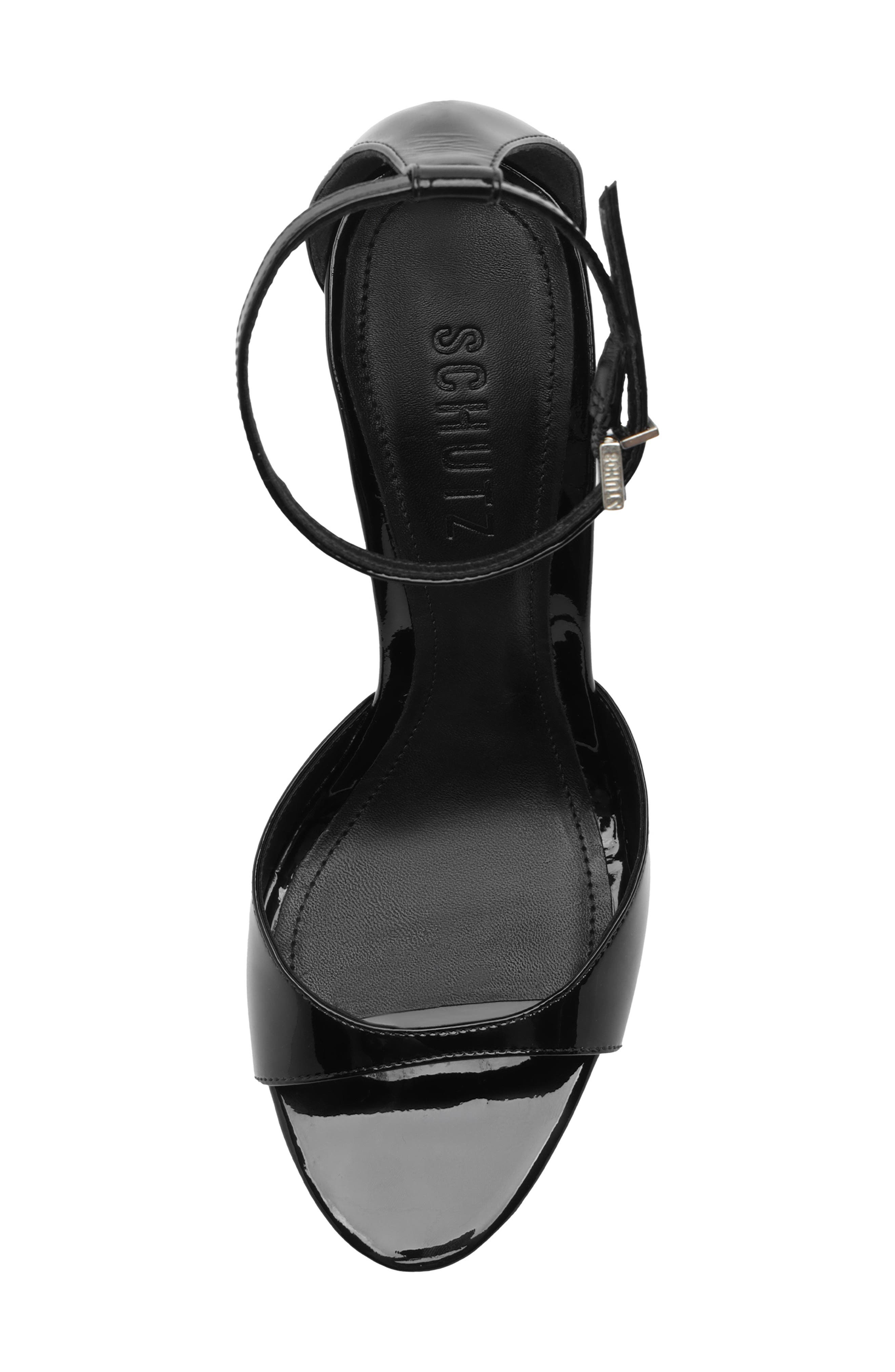 Schutz Scarlett Wedge Ankle Strap Sandal, Alternate, color, Black