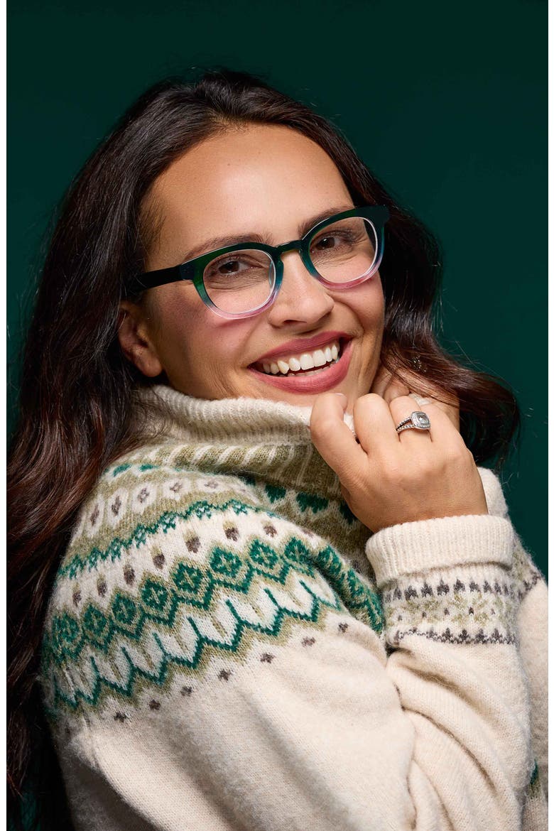 Total Wit 45mm Round Reading Glasses, Alternate, color, EMERALD / ROSE QUARTZ FADE