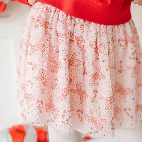 Sweet Wink Candy Cane Bow Printed Christmas Tutu In Pink