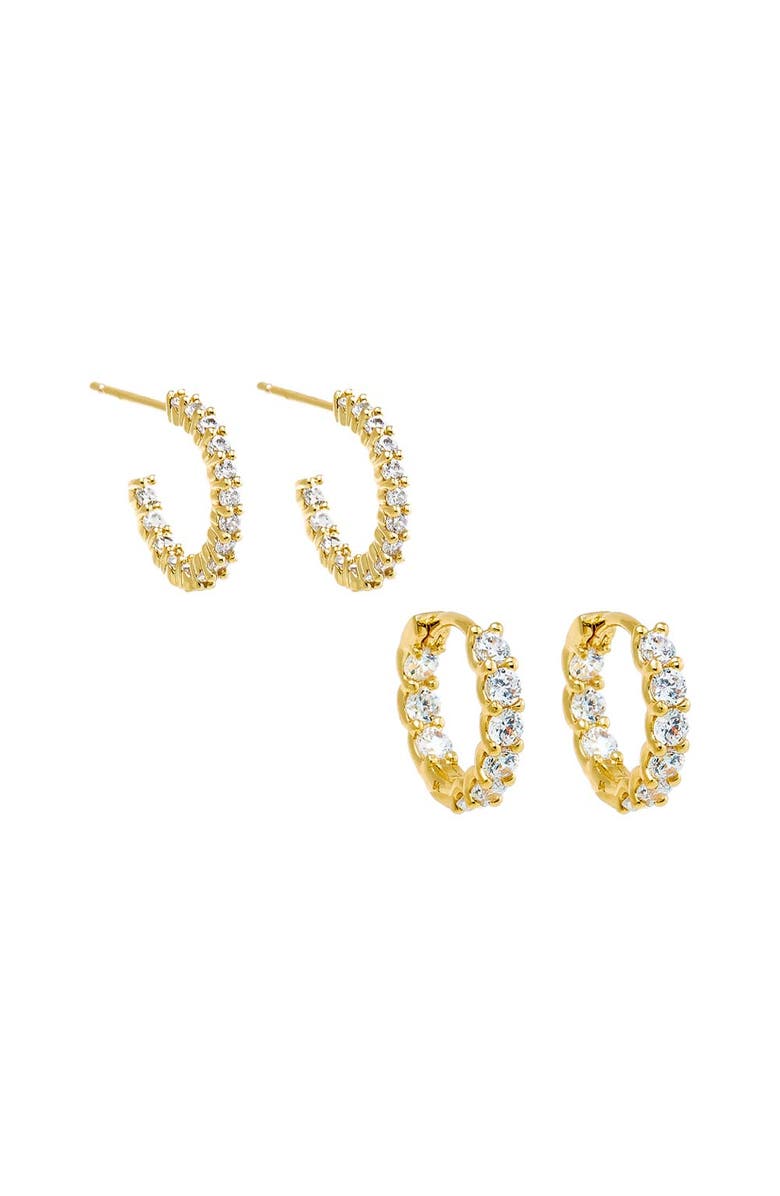 BY ADINA EDEN Fancy CZ Tennis Hoop Earring Combo Set, Main, color, Gold