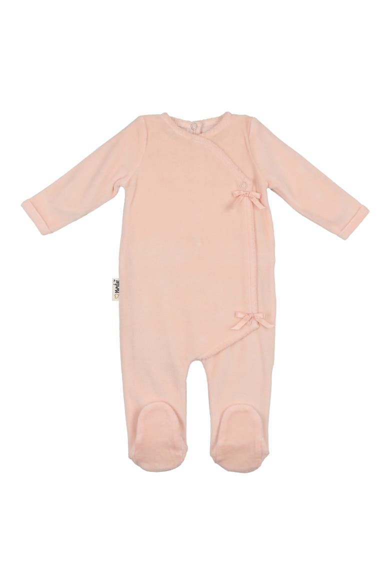 Wrap Front Cotton Blend Velour Footie, Main, color, LIGHT PINK