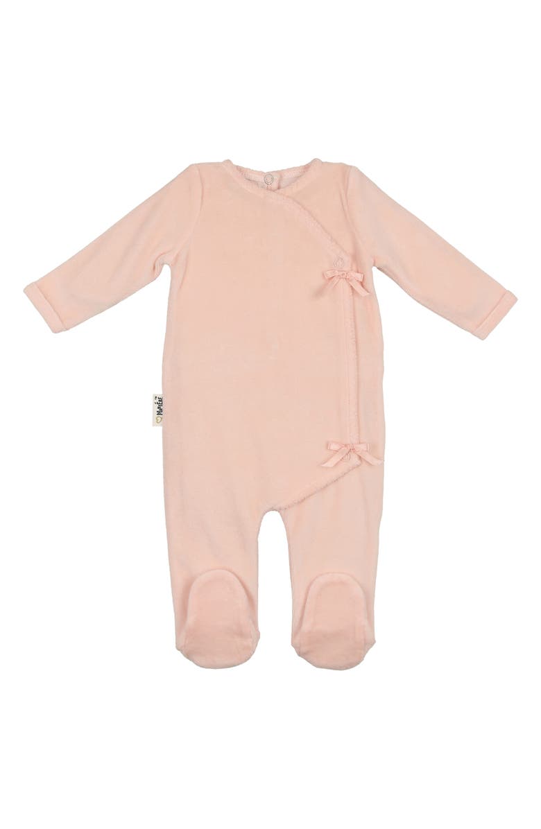 Manière Wrap Front Cotton Blend Velour Footie, Main, color, Light Pink