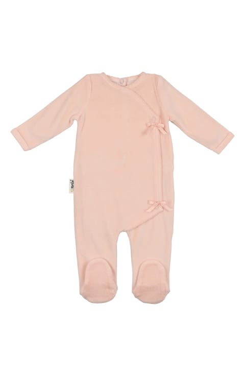Wrap Front Cotton Blend Velour Footie (Baby)