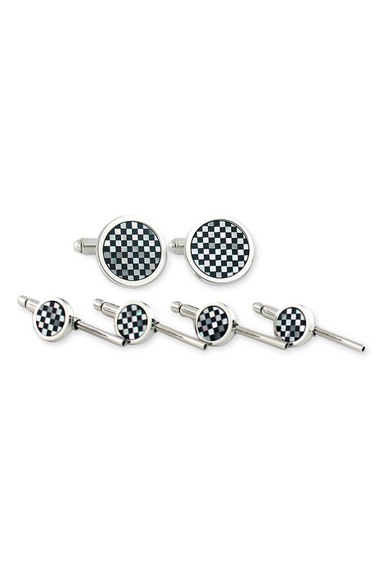 Cuff Links & Studs Set, Main, color, ONYX / MOTHER OF PEARL