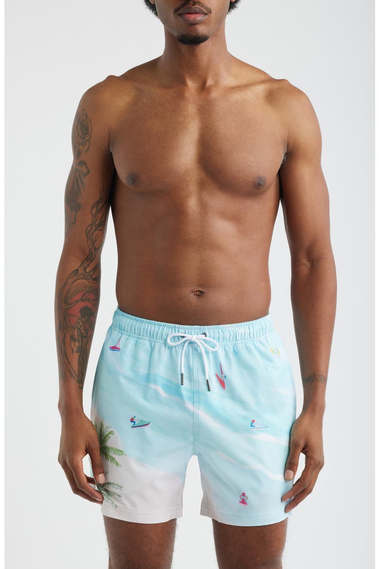 Jet Ski Island Swim Trunks, Main, color, BLUE