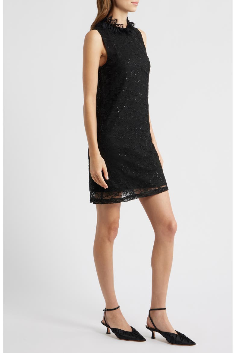 Eclipse Lace Cocktail Minidress, Alternate, color, BLACK