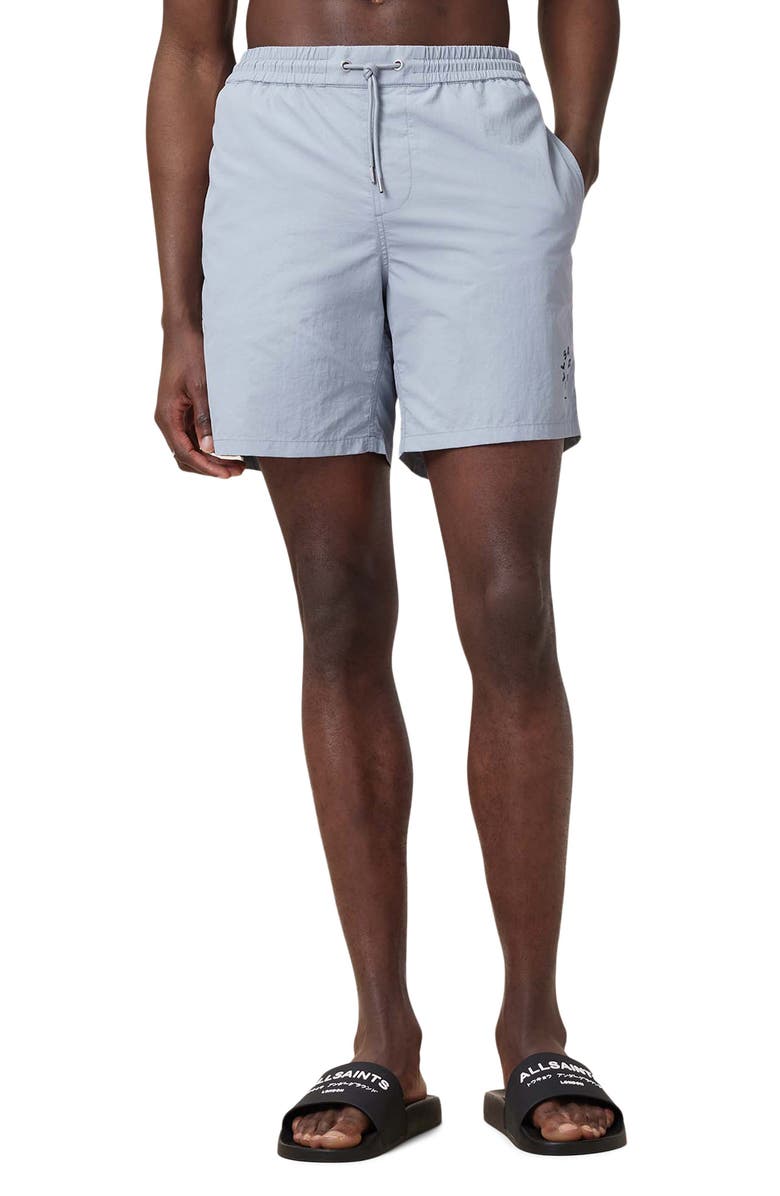 AllSaints Tierra Swim Trunks, Main, color, Willow Blue