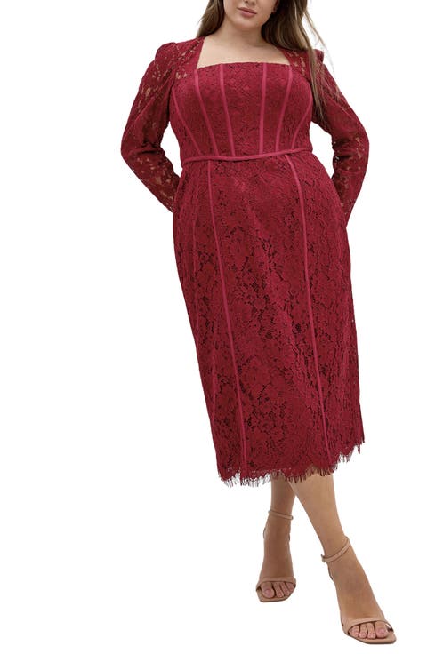 Valentine Long Sleeve Lace Dress (Plus)