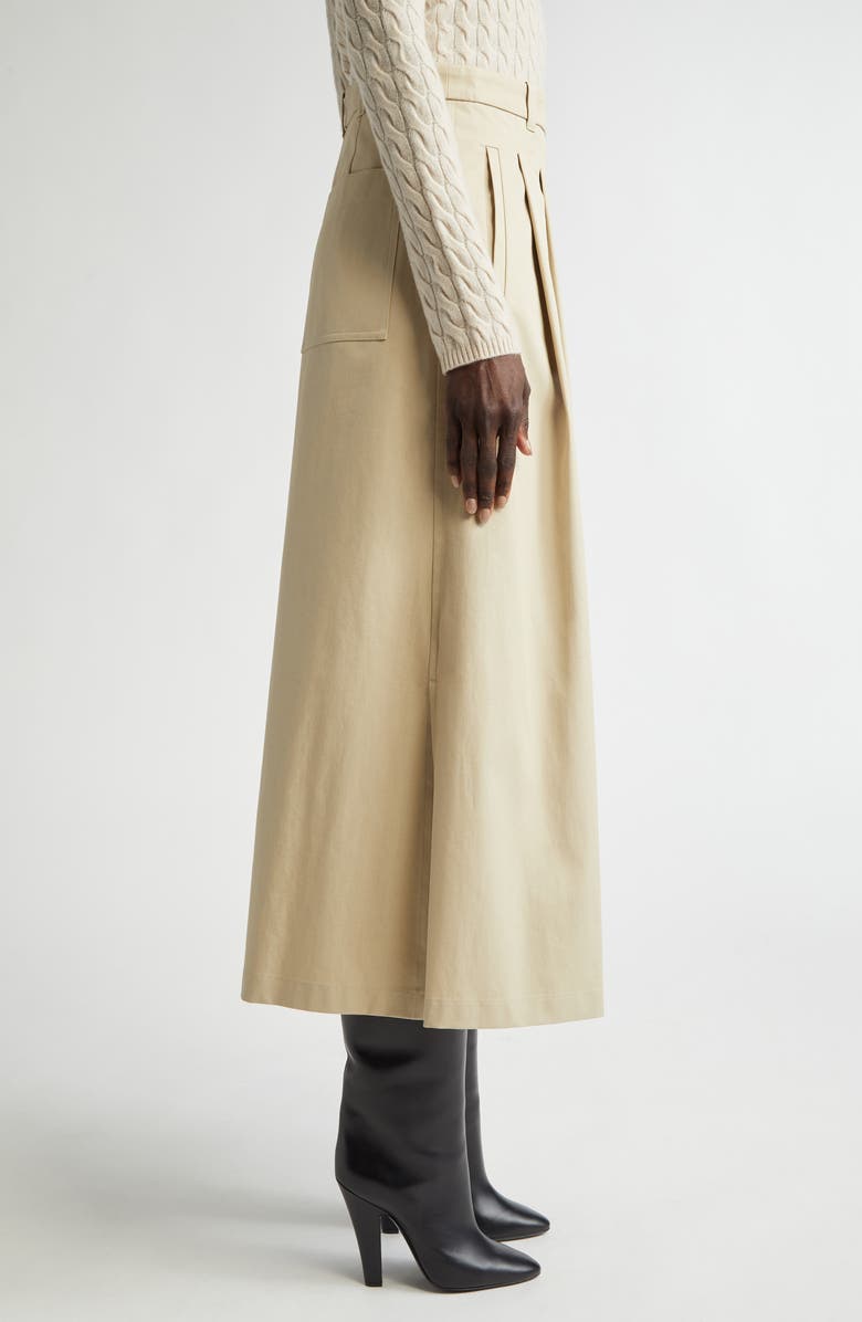 Altuzarra Mack Pleated Cotton Twill Midi Skirt, Alternate, color, Sapling