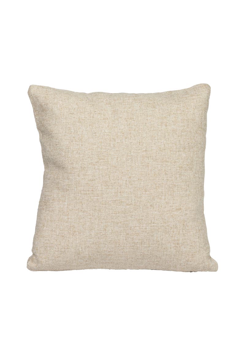 16-Inches Square Linen Blend Printed Pillow with Snail and "It's a Vibe" Text Embroidery, Natural and Gray, Alternate, color, Natural
