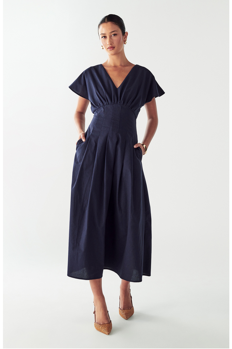 June Midi Dress, Alternate, color, Navy Blue