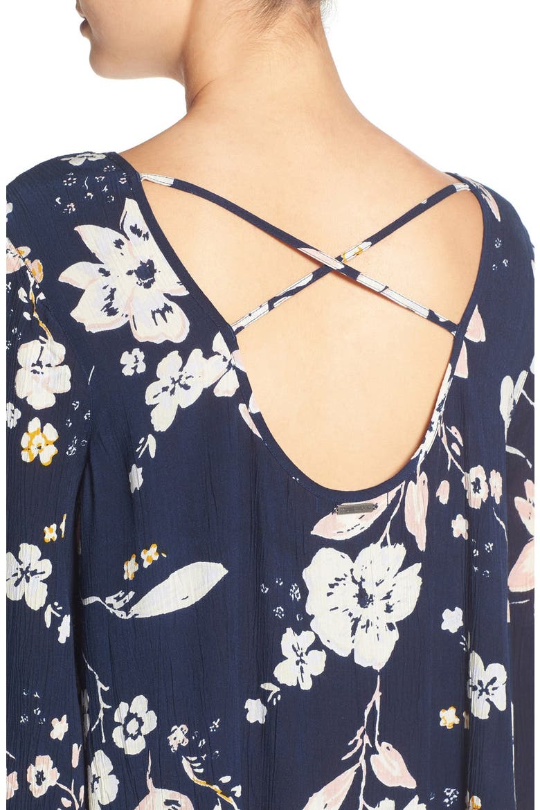'Sweet Sands' Print Long Sleeve Shift Dress, Alternate, color, BLUE TIDE